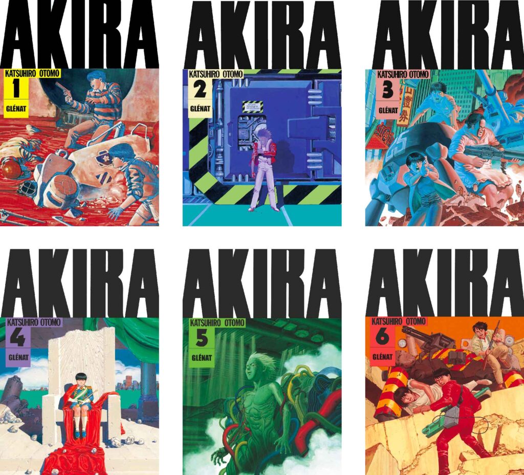 Couvertures des mangas Akira tomes 1 a 6 pour la borne arcade Akira