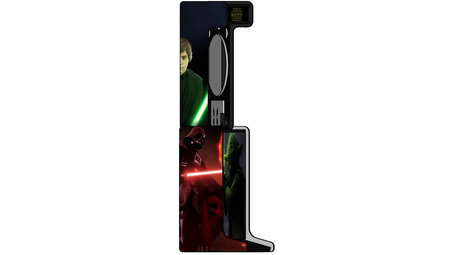 Vue 3D du Dartcab Star Wars, borne de fléchettes électronique connectée