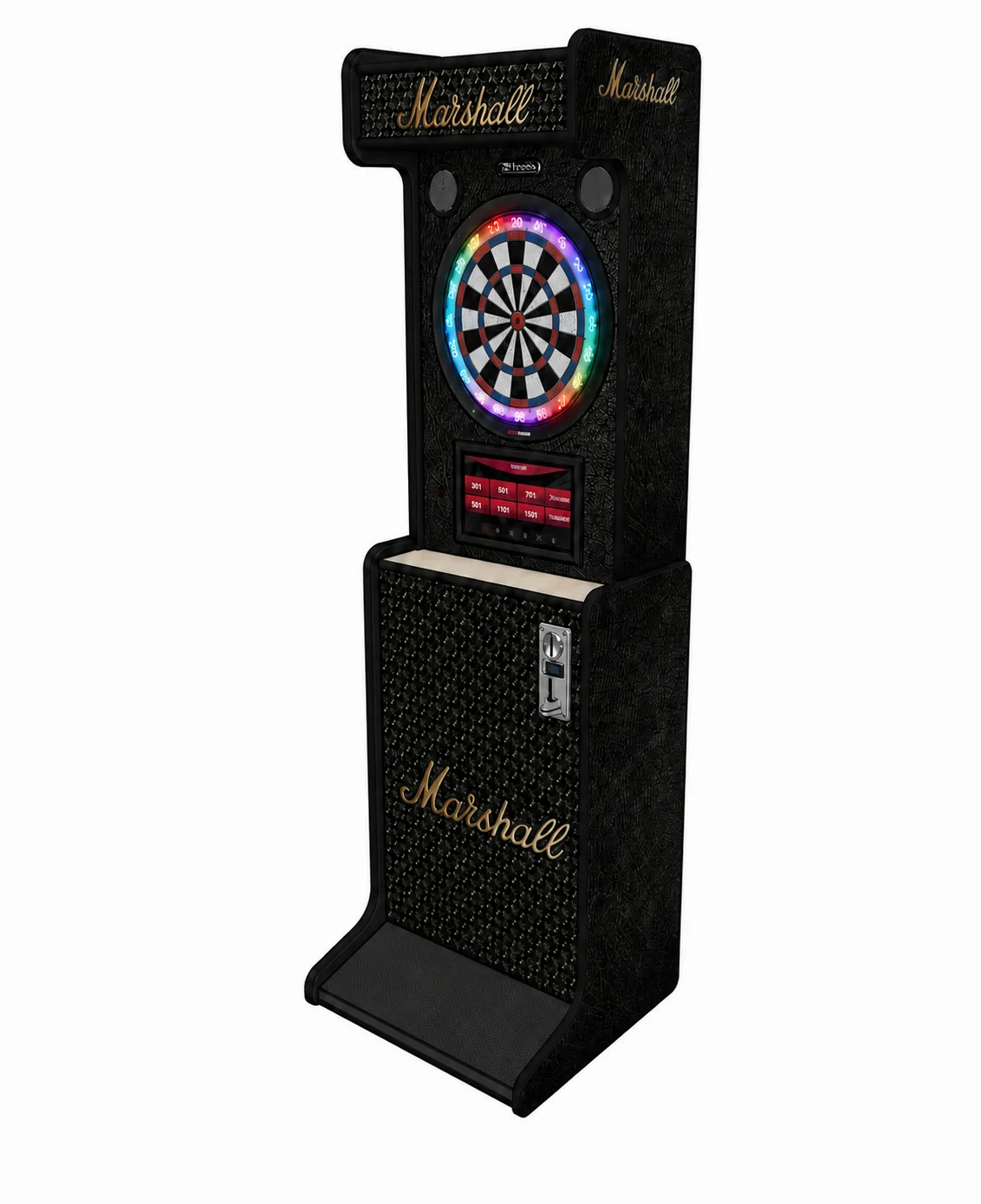 Vue 3D du Dartcab professionnel Marshall avec monnayeur